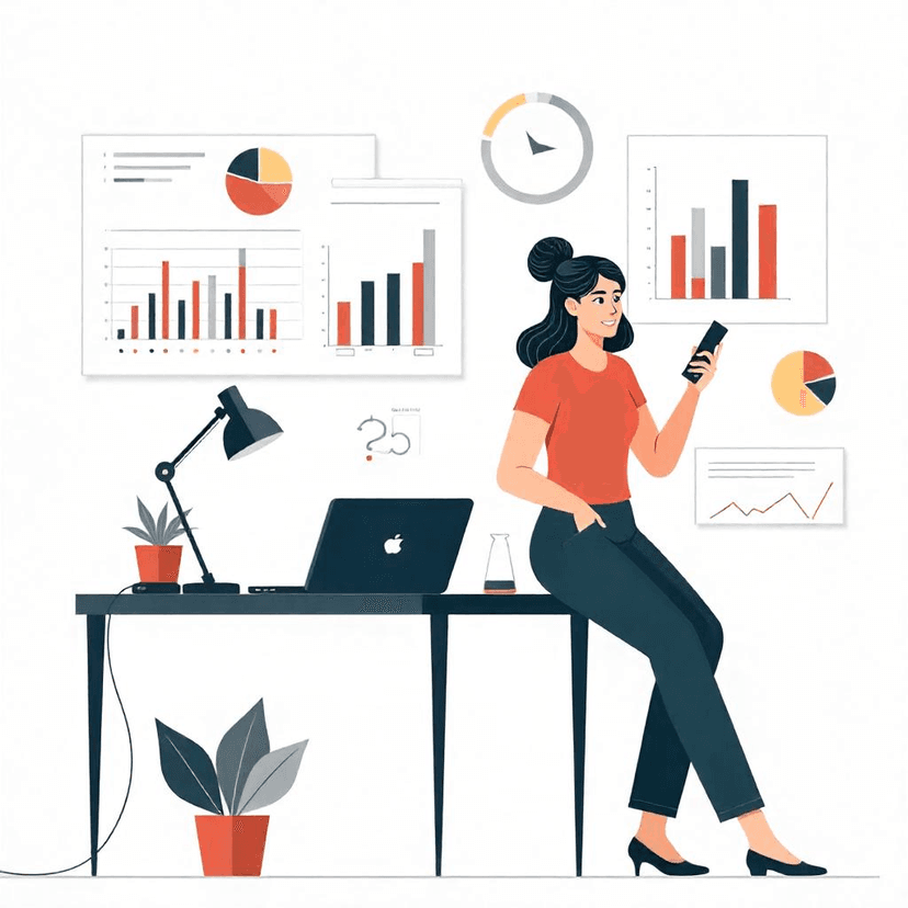 Imagem mulher com gráficos